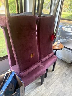 Purple Velvet High-Back Accent Chairs Set of 4