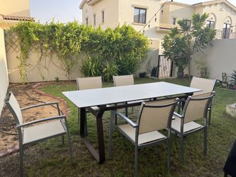 Higold "clark" high-end outdoor dining table set + 6 armchairs (75")
