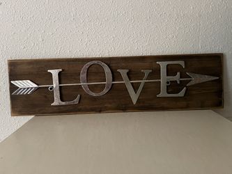Love Sign artwork. Wood on Metal. 26x10
