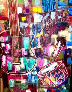Music Heaven Original Painting 36 X 60 Large Canvas