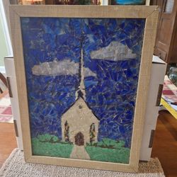 Framed Church Stained Glass Mosaic Art