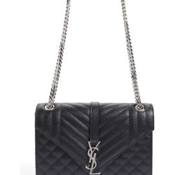 BRAND NEW, YVES SAINT LAURENT LARGE MONOGRAM, GRAINED LEATHER, ENVELOPE, SHOULDER BAG, STILL IN BOX! Ships FREE!