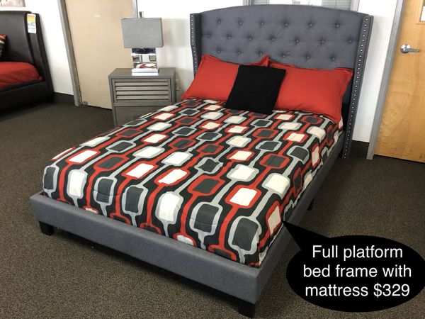 New solid platform bed frame with mattress for Sale in ...