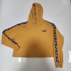 Puma Women Mustard Yellow Cropped Sweatshirt Size Small
