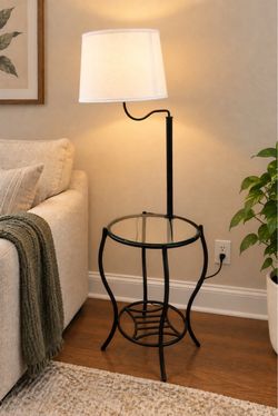 Floor Lamp with Glass Side Table