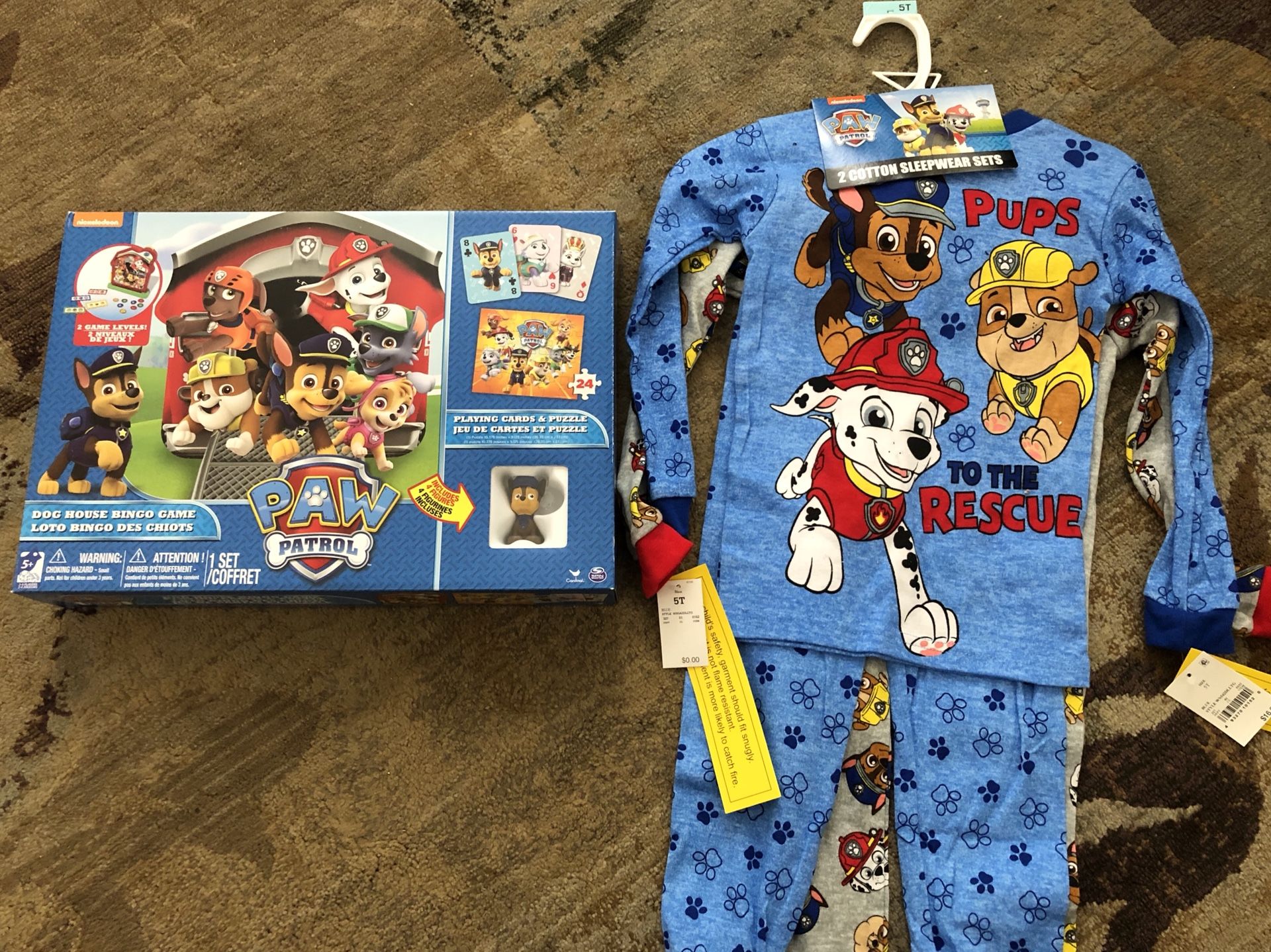 Paw Patrol Bingo Game + Pajama Set 5T