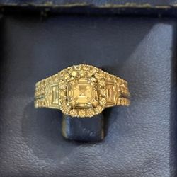 S. Kashi Halo 2.0 ct. wedding set with engagement ring, band, and GIA cert. diamond