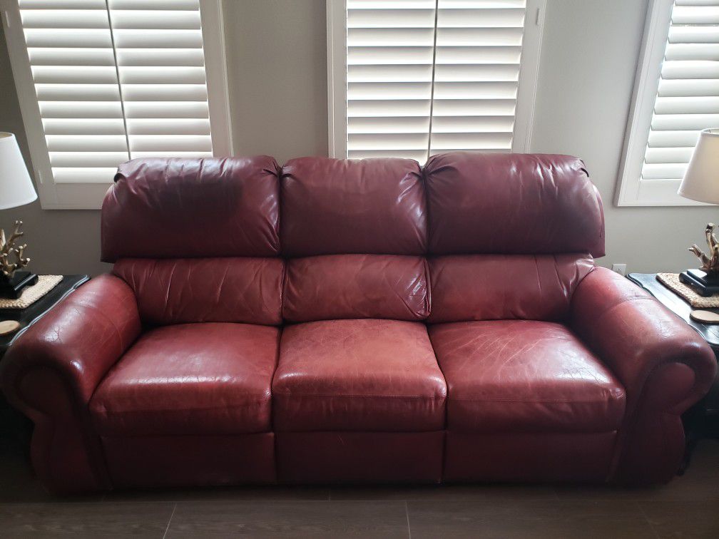 Red Leather Recliner Couch
