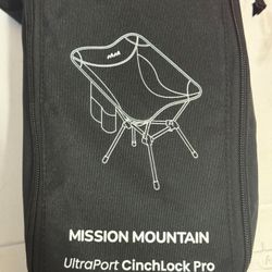 Camping Chair, Ultraport CinchLock Pro Camping Chair, Black Foldable Chair, Mission Mountain