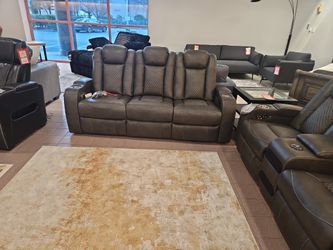 LEATHER POWER RECLINING POWER HEADREST  SOFA 