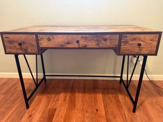 Industrial Wood and Metal Writing Desk