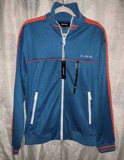 Diesel Men S Roots Blue And Orange Zip Up Track Gym Jacket New Size Large $148