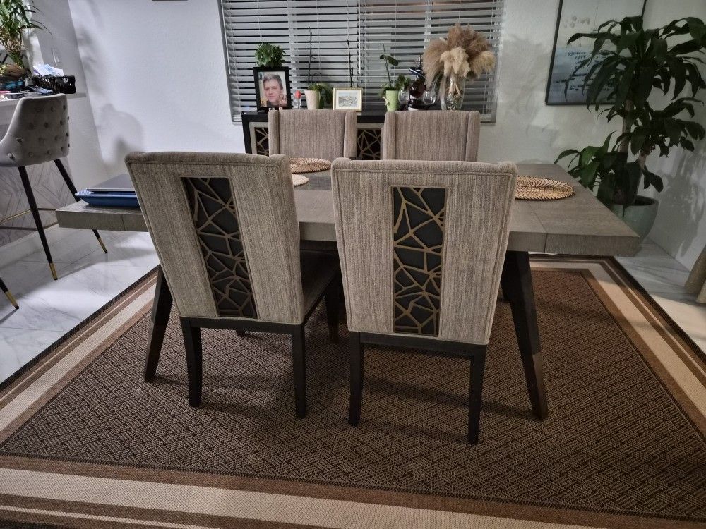 Modern Dining Table Set with 4 Chairs + Matching Buffet Cabinet β Beautiful Design!