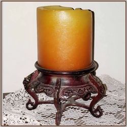 VINTAGE ORIENTAL FOOTED ACCENT TABLE DECOR METAL CANDLE HOLDER VOTIVE STAND DISPLAY