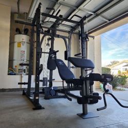 Vesta Smith Machine 1001 | Adj Bench W/ Leg Developer And Preacher Station |Gym Equipment | Fitness | Pulleys|🔴WEIGHTS AND BARBELL SOLD SEPARATELY 🔴