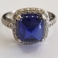 Sterling Silver and Blue Cabochon Ring