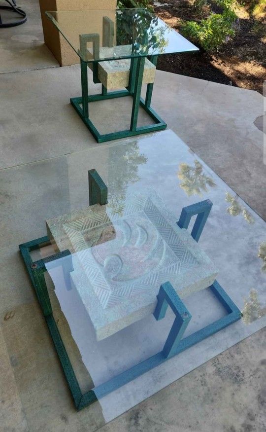 Southwest Style Glass Top Coffe And End Table