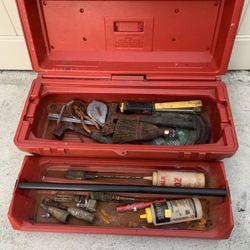 VINTAGE CRAFTSMAN TOOLBOX WITH MISCELLANEOUS TOOLS OVER 2’ WIDE!