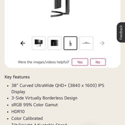 Like New LG 38” Curved WQHD+IPS Monitor 