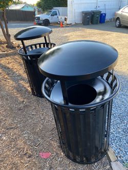 Commercial grade metal trash cans