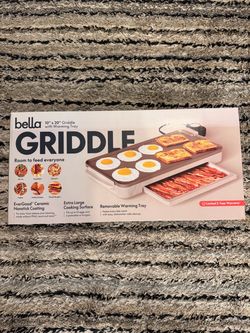 Bella 10x20 Electric Griddle Grill with Warming Tray