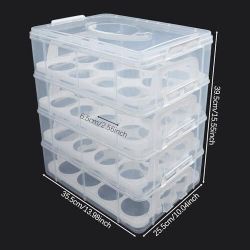 4 Tier Cupcake Carrier, Stackable Cupcake Holder Storage Container with Lid and Handle