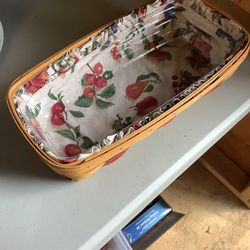 LONGABERGERVINTAGE KITCHEN/BATH/DESK/OFFICE/CLOSET STORAGE BASKET.  PLASTIC  AND FABRIC LINERS