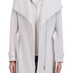 Halston Women's Belted Trench Coat - Color Gray L - Brand New