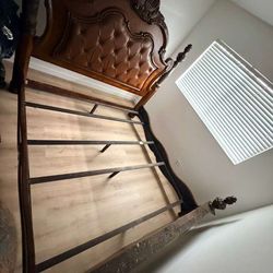 King-size bed and two nightstands. Solid wood.