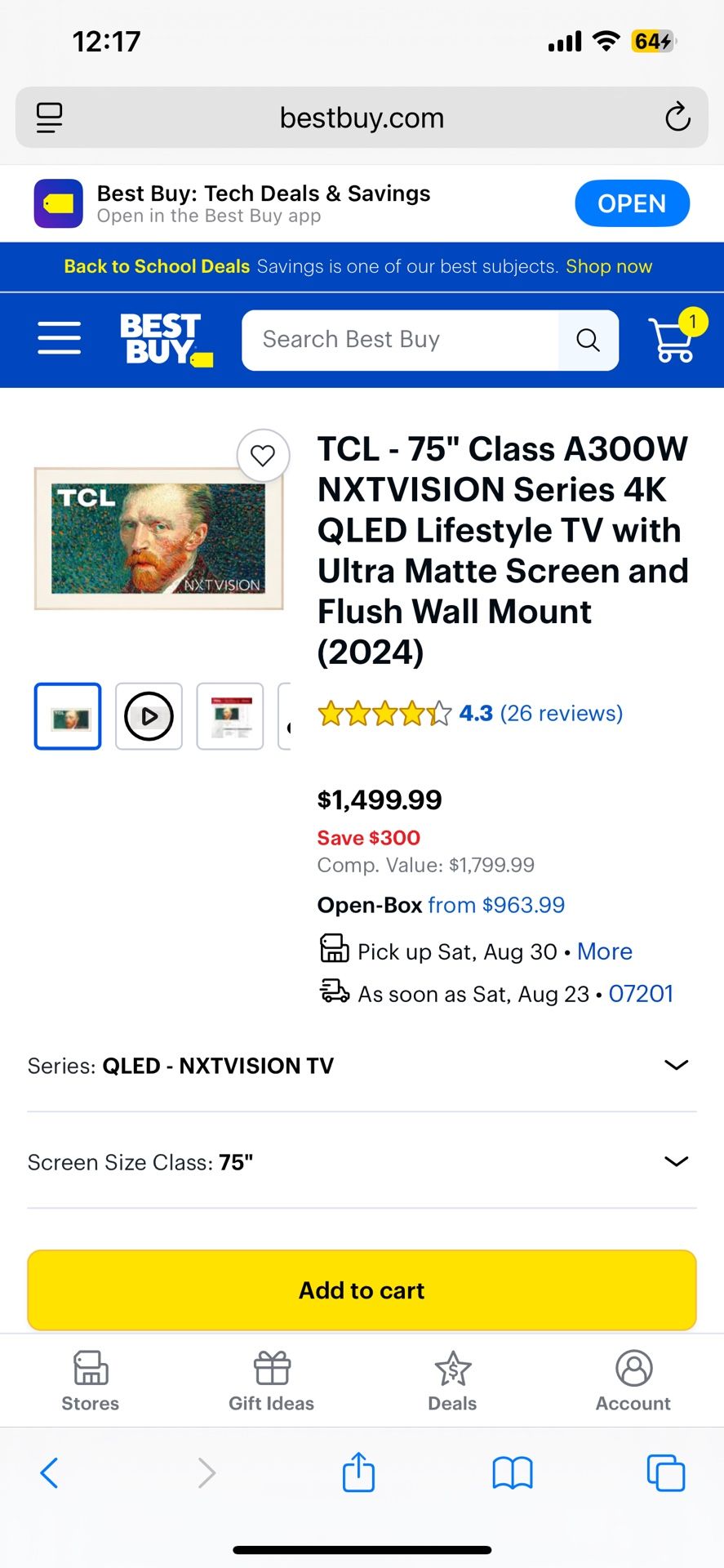 Hisense 75' A300W TV