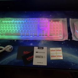 New RedThunder K10 Wireless Gaming Keyboard and Mouse Combo, LED Backlit Rechargeable 3800mAh Battery, Mechanical Feel Anti-ghosting Keyboard + 7D 320