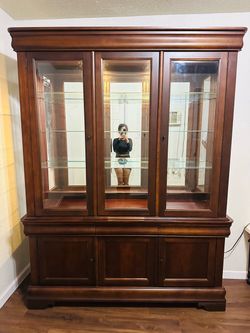 Cherry Wood China Cabinet Hutch
