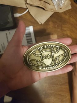 Woody belt buckle clip costume gold Tone Bull Head Oval Belt Buckle