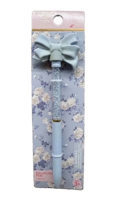 LoveShackFancy x Yoobi Bow Topper Ballpoint Pen, Black Ink, Whisper Blue bling
