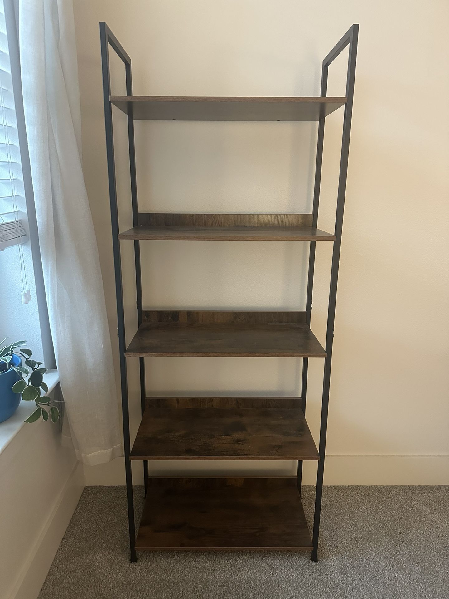 Industrial Wooden Bookshelves- Set 2! Dark Wood With Black Iron 
