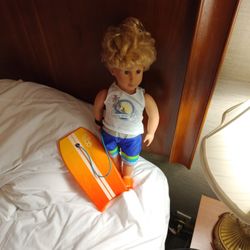 OG Male 18-in Doll In Outfit With Surfboard