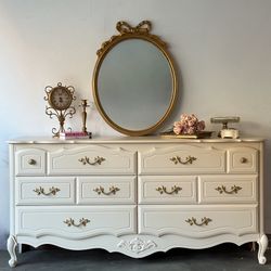 Cream Six Drawer French Provincial Dresser