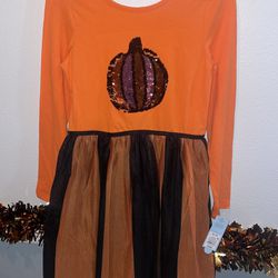 New Cat & Jack Sequin Pumpkin Girls Fall Dress XL 14-16