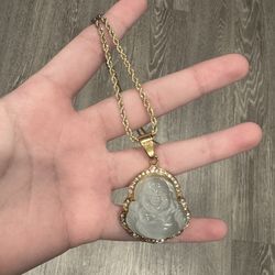Gold Rope Chain | White Buddha Pendent