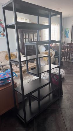 Black Wood Open Bookshelf