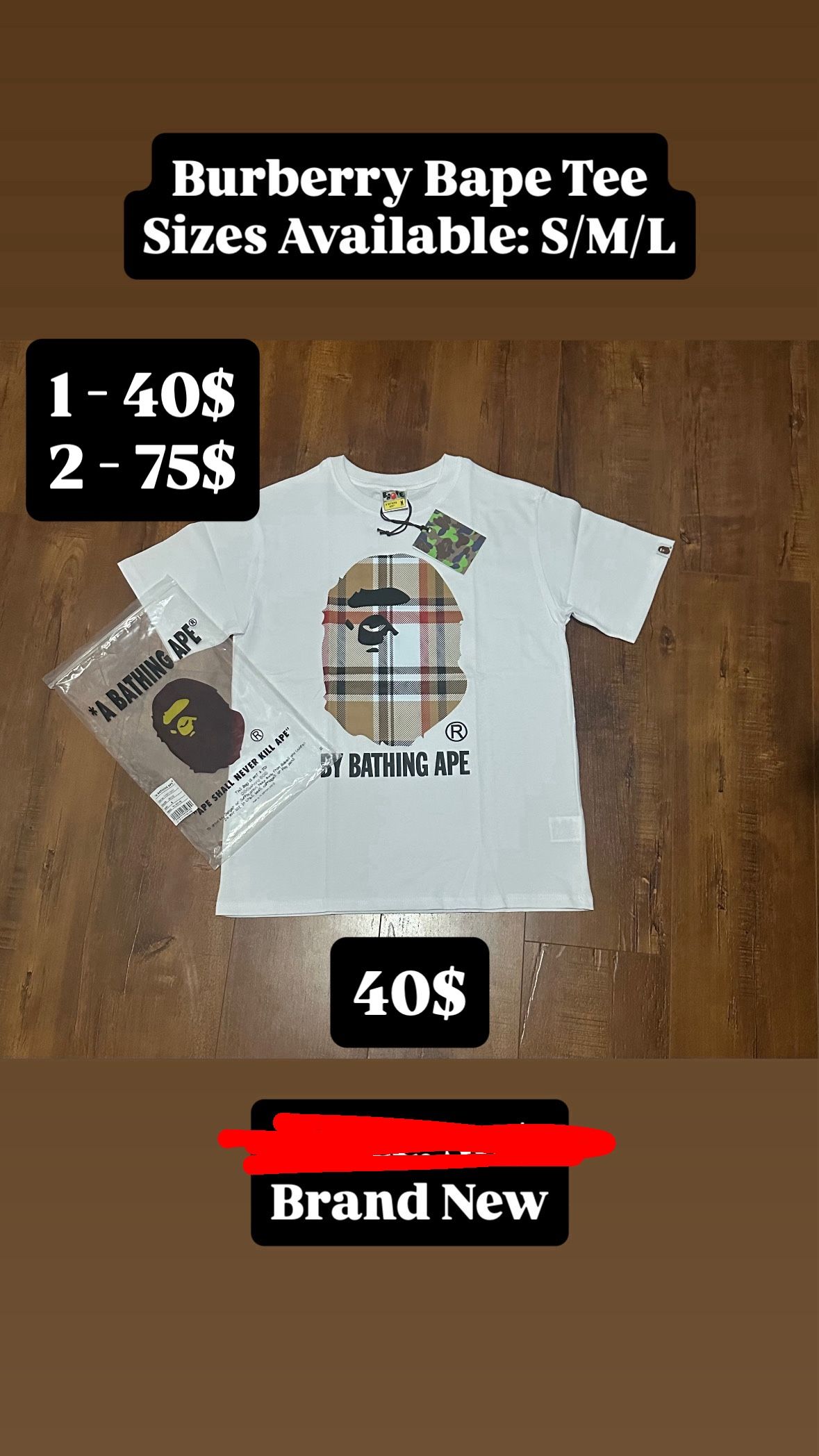 White Burberry Bape Tee