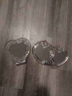 Set Of Two Antique Glass Heart Frames