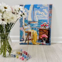 Ocean Breeze Summer Ship Painting 20" x 16"