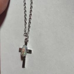 opal cross necklace 