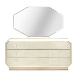 La Rachelle Medium Champagne Dresser and Mirror Set