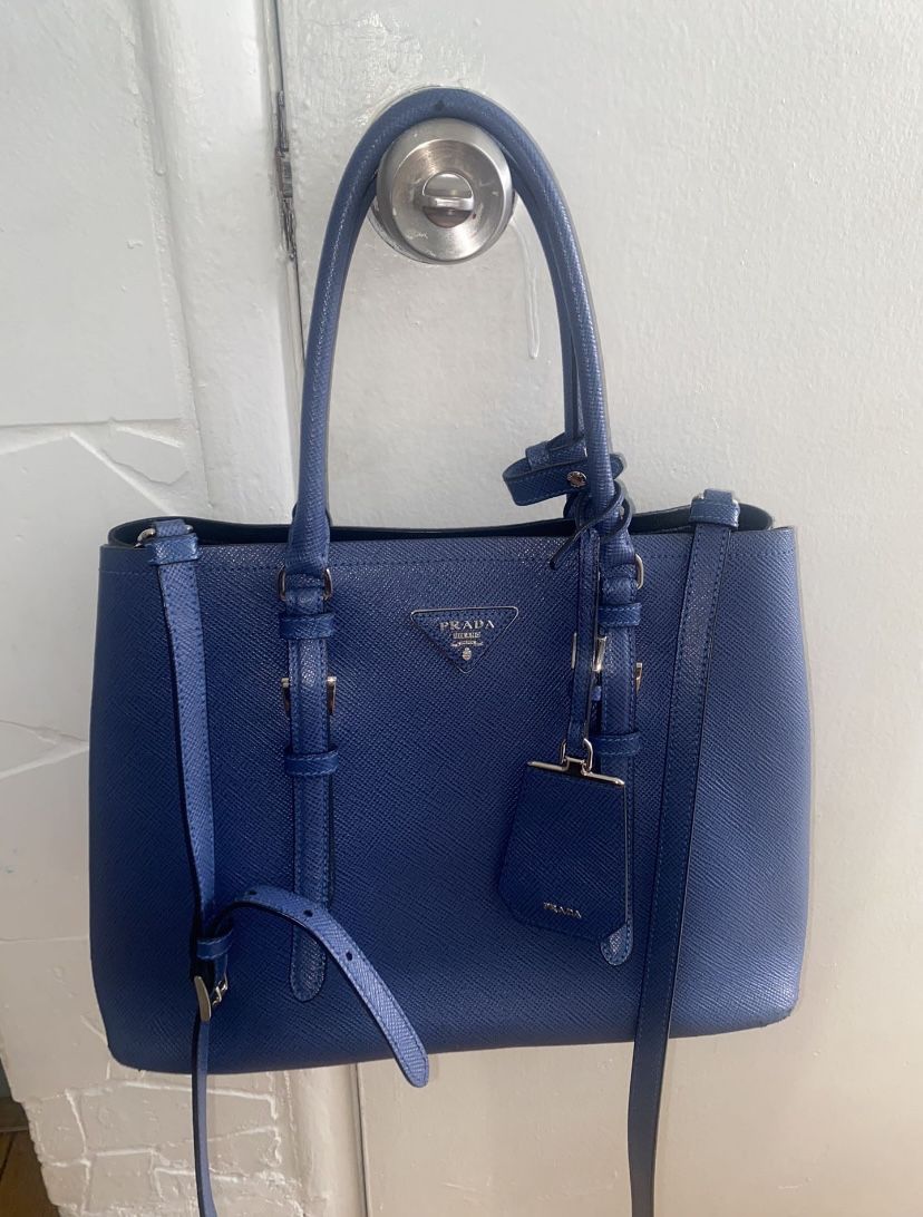 prada blue saffiano cuir leather Handbag