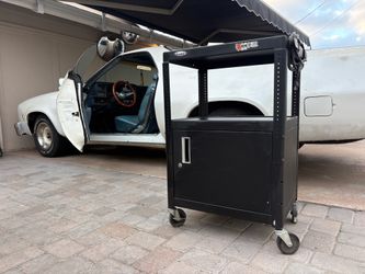 Heavy-Duty Buhl Commercial AV Cart with Locking Cabinet & Built-In Power Strip – $149 FIRM