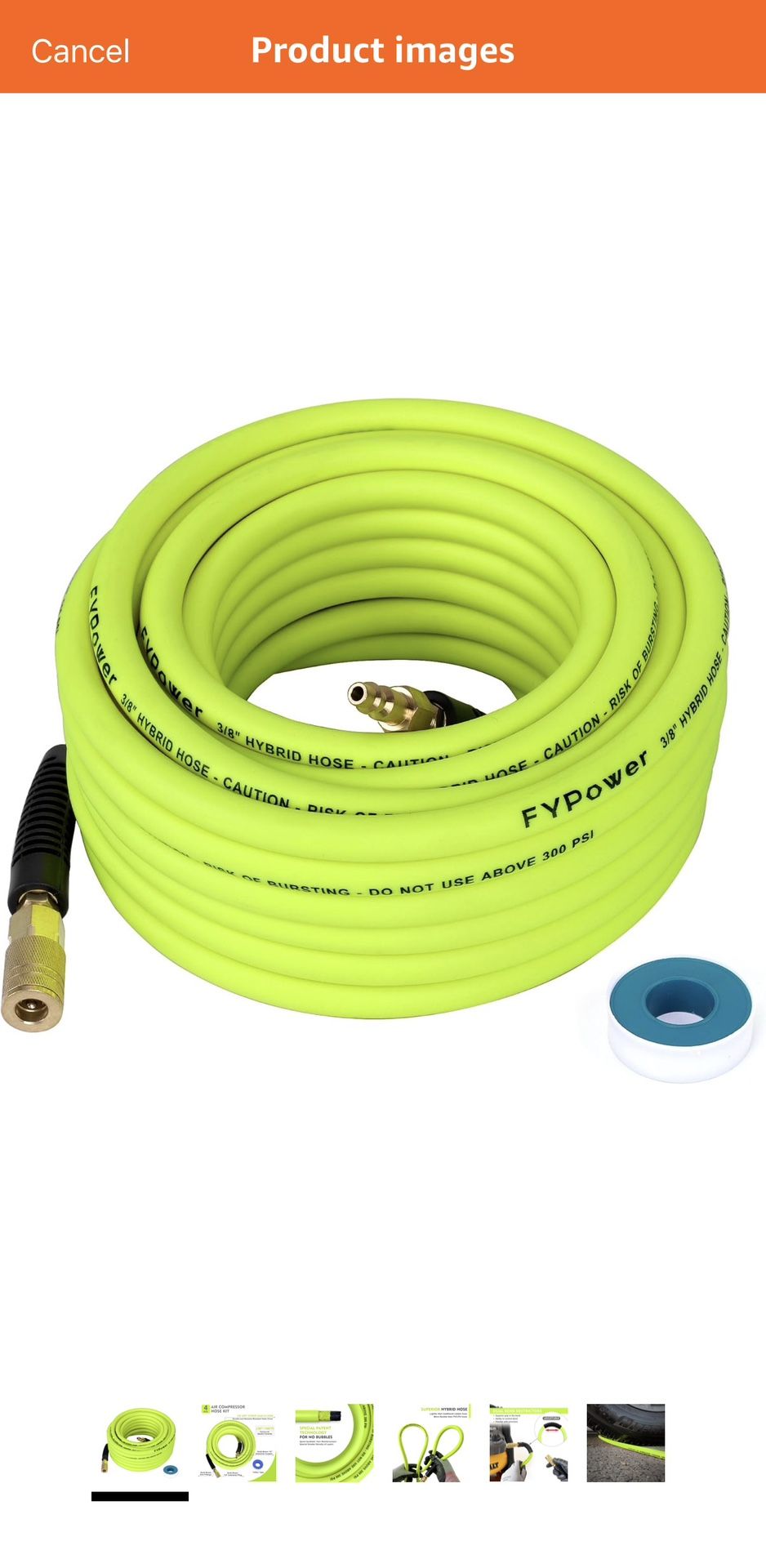 Brand New FYPower Air Compressor Hose – 1/4” NPT, 25ft