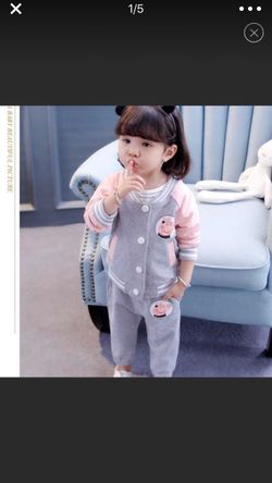 NWT grey papa pig 2 pcs jogger set