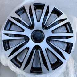 16” Black & Silver Wheel Rim Covers 4 Hubcaps For Honda Nissan Toyota Hiunday kia scion vw